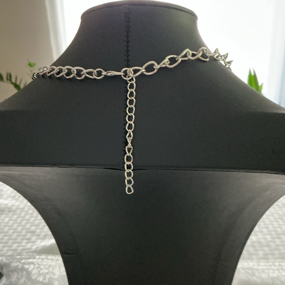 Purple Enamel Flower Silver Tone Pendant Necklace - Picture 3 of 3